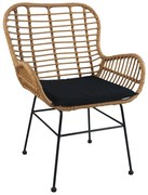 Καρέκλα Κήπου ABUDIUS Φυσικό/Μαύρο Μέταλλο/Rattan 60x60x85cm - 14510016 - 14510016