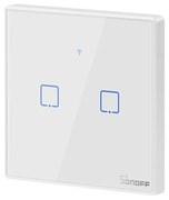 Διακόπτης Τοίχου Χωνευτός T2EU2C-RF Smart Διπλός Ασύρματος Για Έλεγχο Φωτισμού AC 100-240V White Sonoff