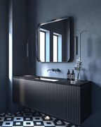 Καθρέπτης Iron Curved 80x80,χάλυβας λάμα 6εκ.,Φωτισμός Led Χρώμα Λάμας: Ασημί, Διακόπτης Αφής: Ναι