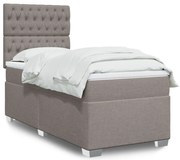 vidaXL Κρεβάτι Boxspring με Στρώμα Taupe 90x190 εκ.Υφασμάτινο