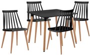 Τραπεζαρία Σετ 5Τμχ ΕΜ139,2S1 80x80x73/43x48x77cm Natural-Black 4 Θέσεων