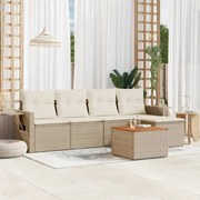 vidaXL Σετ Καναπέ Κήπου 6 τεμ. Μπεζ Συνθετικό Ρατάν με Μαξιλάρια