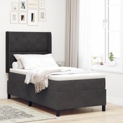 vidaXL Κρεβάτι με στρώμα  Μαύρο 90x190 εκ Βελούδο
