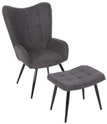 ΠΟΛΥΘΡΟΝΑ ΜΠΕΡΖΕΡΑ CRAWLEY ΜΕ ΥΠΟΠΟΔΙΟ HM8918.21 ΥΦΑΣΜΑ ΜΠΟΥΚΛΕ ΓΚΡΙ 70x74x105Υ εκ.