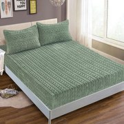 Σεντόνι Fleece Μονό Με Λάστιχο + Μαξιλαροθήκη (Σετ) Silk Fashion Braid Πράσινο