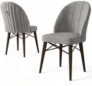 Καρέκλα Ritim Babyface (Σετ 4Τμχ) 240CHR1488 44x42x96cm Grey-Brown Μέταλλο,Ύφασμα