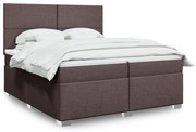 vidaXL Κρεβάτι Boxspring με Στρώμα Σκούρο Καφέ 200x200 εκ. Υφασμάτινο