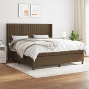 vidaXL Κρεβάτι Boxspring με Στρώμα Σκούρο Καφέ 180x200 εκ Υφασμάτινο