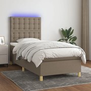 Κρεβάτι Boxspring με Στρώμα &amp; LED Taupe 100x200 εκ. Υφασμάτινο