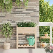 vidaXL Γλάστρα Κήπου με ράφι Μπεζ 71 x 37 x 76.5 εκ Στερεό ξύλο έλατου