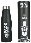 Ισοθερμικό Μπουκάλι Travel Flask PAOK BC 00-13776 500ml Black Estia Ανοξείδωτο Ατσάλι