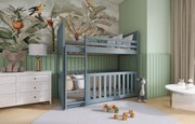 Κουκέτα  Montessori Kris με Κάγκελα 54cm από μασίφ ξύλο Grey 90×200cm (Δώρο 10% Έκπτωση στα Στρώματα)