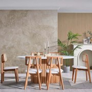 Τραπεζαρία Pera (Σετ 7Τμχ) 117FRF1509 170x90x75cm White-Natural 6 Θέσεων Mdf,Ξύλο