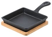 Τηγάνι Σερβιρίσματος Iron Μαντεμένιο 14cm Με Βάση Bamboo