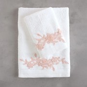 Πετσέτες Hemera (Σετ 3τμχ) White-Pink Ρυθμός Σετ Πετσέτες 80x150cm 100% Πενιέ Βαμβάκι