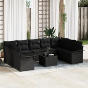 vidaXL 10 Τεμαχίων Σετ Καναπέ Κήπου με Μαξιλάρια Μπεζ Πολυ Ρατάν