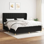 Κρεβάτι Boxspring με Στρώμα Μαύρο 200x200 εκ. Υφασμάτινο