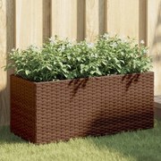 Ζαρντινιέρα Κήπου Καφέ 72x30x32 εκ. Συνθ. Ρατάν με 2 Γλάστρες 366423