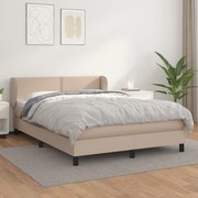 Κρεβάτι Boxspring με Στρώμα Καπουτσίνο 140x190εκ.από Συνθ.Δέρμα - Καφέ