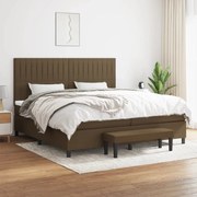 Κρεβάτι Boxspring με Στρώμα Σκούρο Καφέ 200x200 εκ. Υφασμάτινο - Καφέ