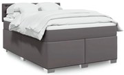 vidaXL Κρεβάτι Boxspring με Στρώμα Γκρι 140x190εκ. από Συνθετικό Δέρμα