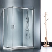 STARLET Corner Entry Καμπίνα Ασύμμετρη Γωνιακής εισόδου με 2 σταθερά &amp; 2 συρόμενα φύλλα CHROME 120x80 Υ180εκ