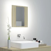 Ντουλάπι Μπάνιου με Καθρέφτη &amp; LED Sonoma Δρυς Ακρυλικός 804951