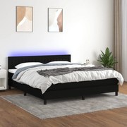 vidaXL Κρεβάτι Boxspring με Στρώμα &amp; LED Μαύρο 180x200 εκ. Υφασμάτινο