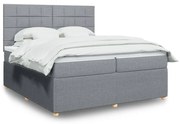 vidaXL Κρεβάτι Boxspring με Στρώμα Ανοιχτό Γκρι 200x200 εκ. Υφασμάτινο