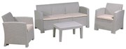 SAVANNA Set Σαλόνι Κήπου Βεράντας  K/D, PP-UV Sand Grey Μαξιλάρια Μπεζ Table+Sofa 3Seater+2 Armchairs