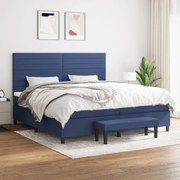 vidaXL Κρεβάτι Boxspring με Στρώμα Μπλε 200x200 εκ. Υφασμάτινο