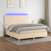 ΚΡΕΒΑΤΙ BOXSPRING ΜΕ ΣΤΡΩΜΑ &amp; LED ΚΡΕΜ 160X200 ΕΚ. ΥΦΑΣΜΑΤΙΝΟ 3135290