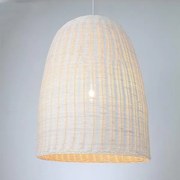 Φωτιστικό Κρεμαστό Ø65xH235cm 1xE27 Rattan Ψάθα Λευκό Eurolamp 144-33023