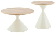 Τραπεζάκια σαλονιού JENNEL Σετ 2 τμχ. Μέταλλο Μπέζ &amp; MDF με PAPERWOOD Φ50εκ &amp; Φ70εκ 70x70x41 εκ.