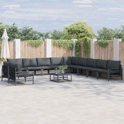 vidaXL Σετ Καναπέ Κήπου 12 pcs Ανθρακί Ατσάλι