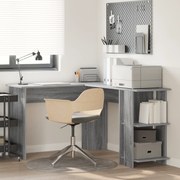 vidaXL Γωνιακό Γραφείο με χώρο αποθήκευσης Γκρι Sonoma 140x113,5x75cm