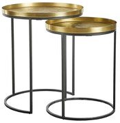 TOTALE SIDE TABLE SET 2ΤΕΜ BRASS ANTIQUE ΜΑΥΡΟ 49x49xH56cm