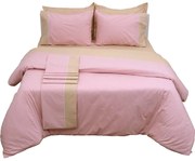 Παπλωματοθήκη Supreme Collection  Με Φάσα Pink-Beige Viopros Υπέρδιπλo 220x240cm 100% Cotton