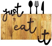 Διακοσμητικό Τοίχου Just Eat It 899SKL2193 58x3x52cm Walnut-Black Wallity Μέταλλο,Ξύλο