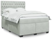 Κρεβάτι Boxspring με Στρώμα Ανοιχτό Γκρι 140x200 εκ. Βελούδινο