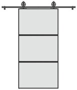 Συρόμενη πόρτα με σετ υλικού 102,5x205 cm από γυαλί&amp;Αλουμίνιο - Μαύρο