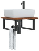 Ράφι Νιπτήρα Τοίχου από Ατσάλι / Μασίφ Ξύλο Δρυός