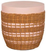 ΒΟΗΘΗΤΙΚΟ ΤΡΑΠΕΖΙ VILHENA HM18166 FIBER CEMENT ΡΟΖ-RATTAN ΦΥΣΙΚΟ Φ44.5x45Υεκ.