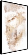 Αφίσα - Mysterious Look (Beige) - 40x60 - Μαύρο - Χωρίς πασπαρτού