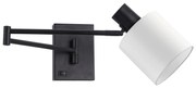 SE21-BL-52-SH1 ADEPT WALL LAMP Black Wall Lamp with Switcher and White Shade+
