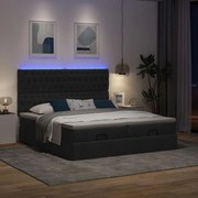 Οθωμανικό κρεβάτι με στρώματα &amp; LEDs Μαύρο 200x200cm ύφασμα 3314571