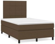 vidaXL Κρεβάτι Boxspring με Στρώμα & LED Σκ.Καφέ 120x190εκ. Υφασμάτινο