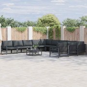 vidaXL Σετ Καναπέ Κήπου 11 pcs Ανθρακί Ατσάλι