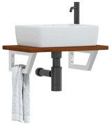 vidaXL Ράφι Νιπτήρα Τοίχου από Ατσάλι / Μασίφ Ξύλο Δρυός