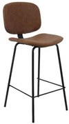 Σκαμπό Bar Barley ΕΜ774,2 43x49x70/102cm Black-Pu Vintage Brown Σετ 2τμχ Μέταλλο,Τεχνόδερμα
